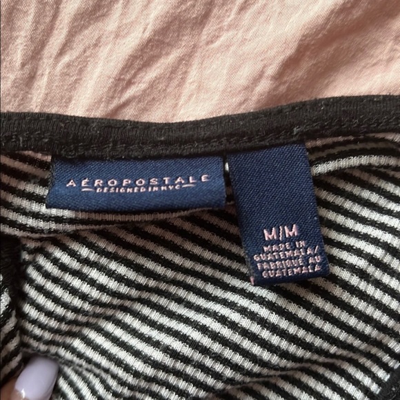 white and blacked striped crop halter top - Picture 3 of 3